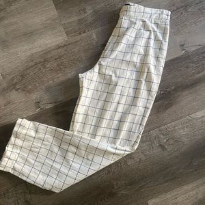 Vintage Ralph Lauren |Windowpane Check Cream and Blue Cotton Trouser | Size  8
